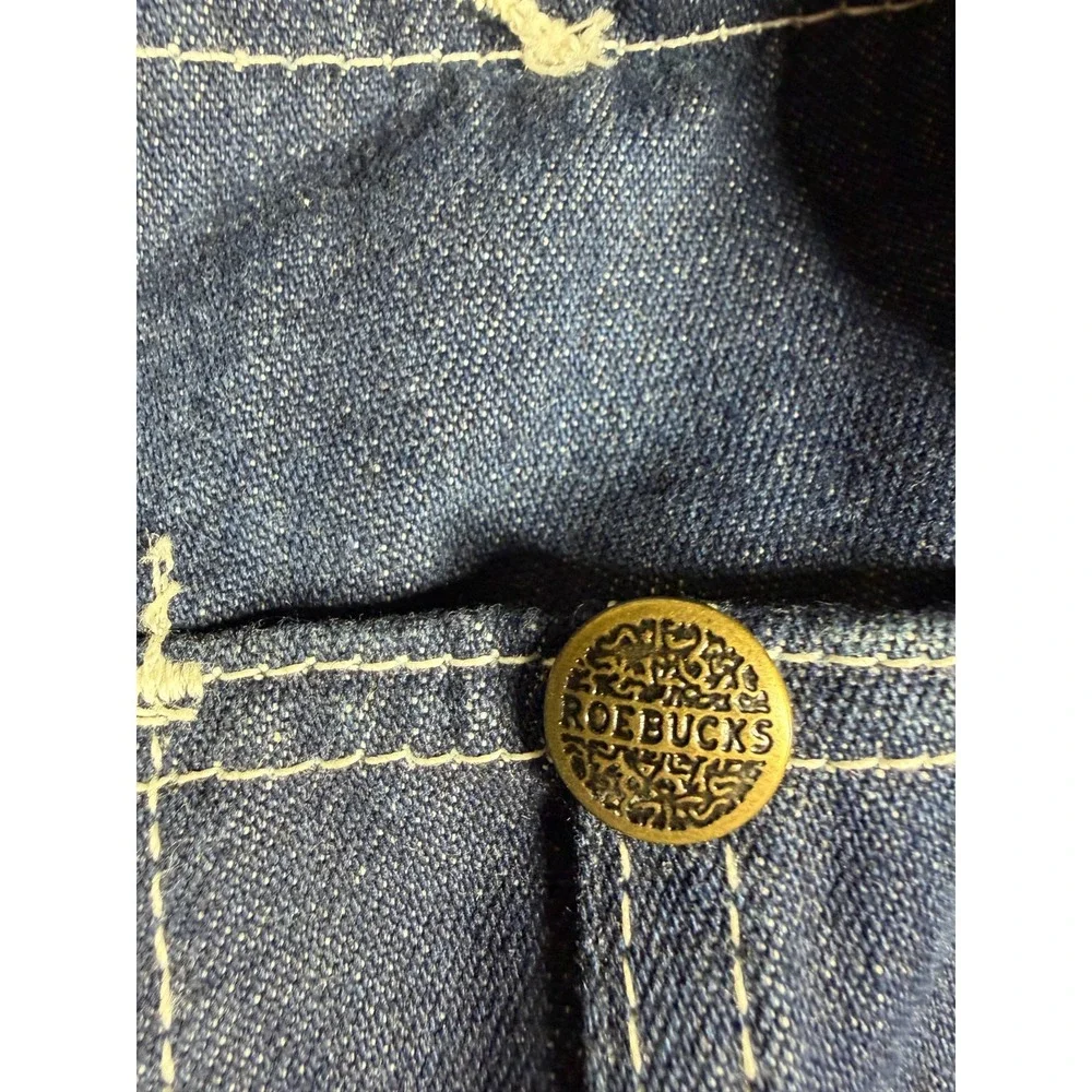 Vintage Roebucks Denim Bib Overalls Men's 46x29 Dark Wash USA Workwear